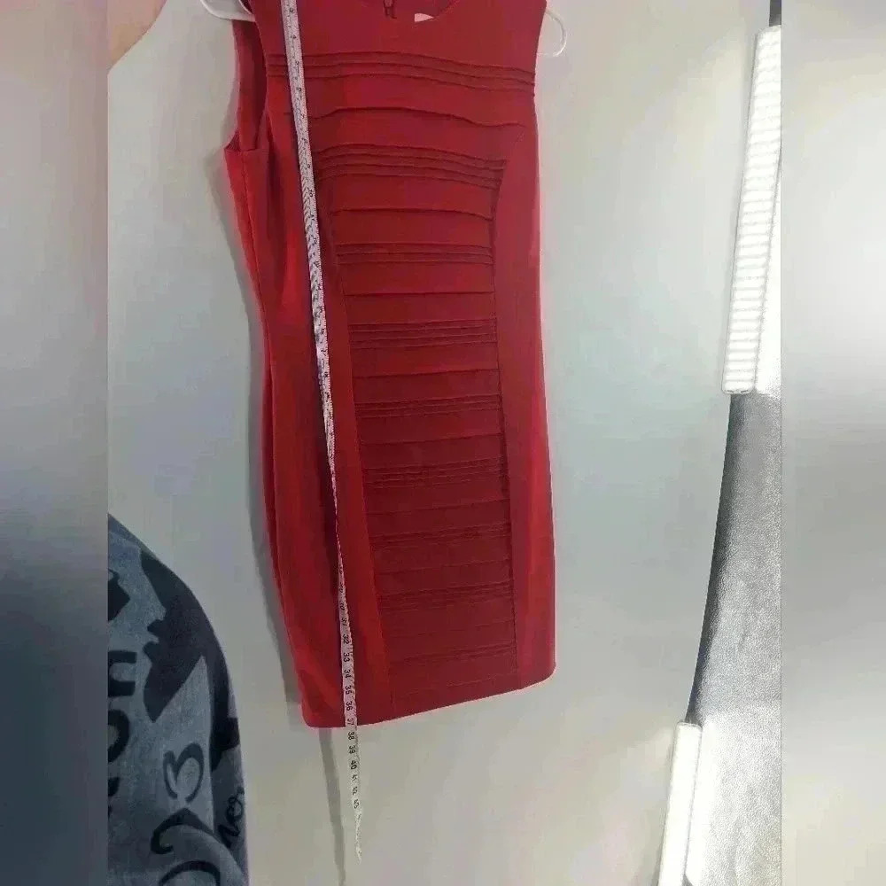 Calvin Klein Size 6 Red Sleeveless Valentine's Day Holiday Dress - Picture 3 of 8